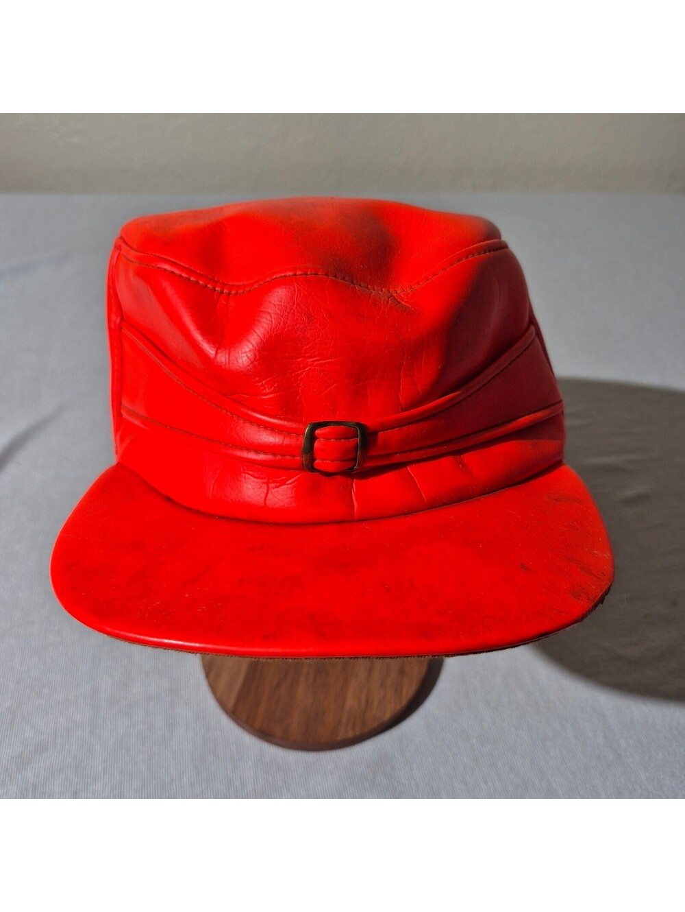 Vintage 60s 70s Blaze Orange Hunter Safety Cap Hat Sz 7
